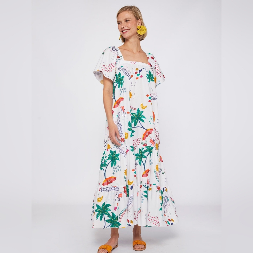 VILAGALLO Botanical Printed Dress NWT Sz 8
